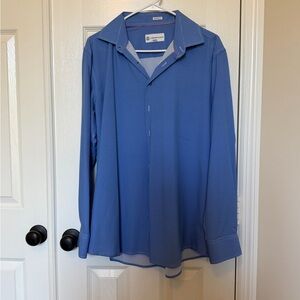 Christian Lacroix Blue Patterned Shirt with Red Trim